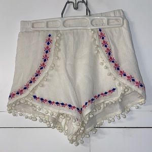 Francescas white patterned summer shorts, medium.